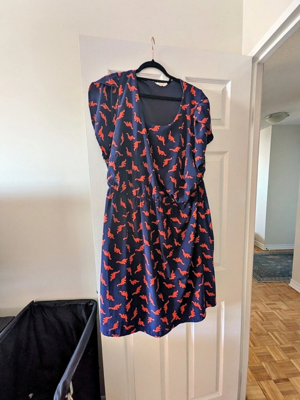 A-Line Dress in Dinos Blue & Red